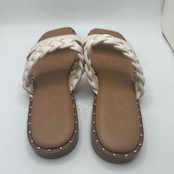 CUSHIONAIRE Women's braided slide sandal +Memory Foam 8.5 WHITE - Picture 4 of 7